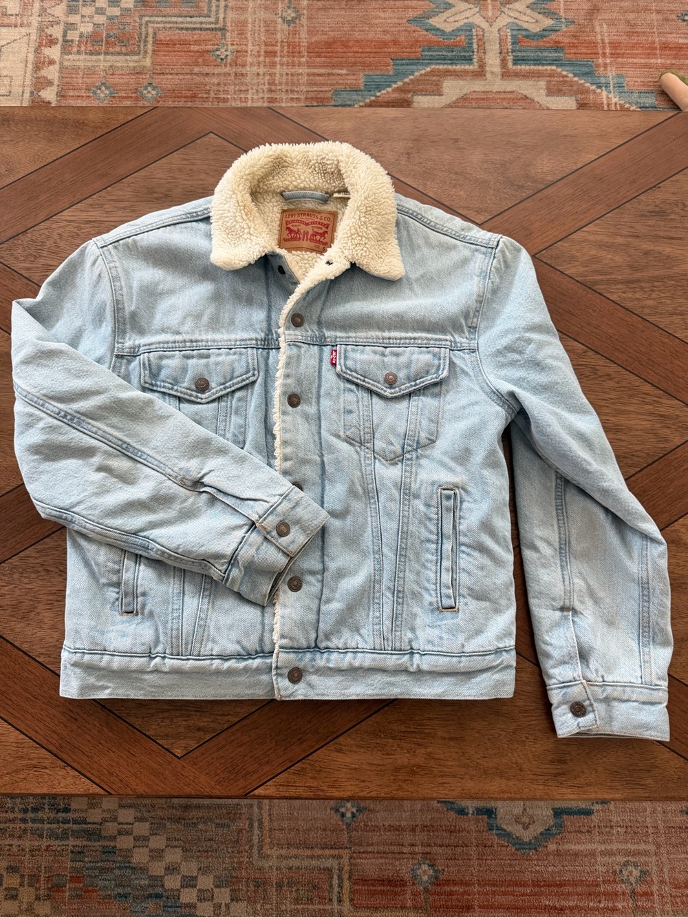 Levi's Sherpa-Lined Light Wash Denim Trucker Jacket - Light Blue